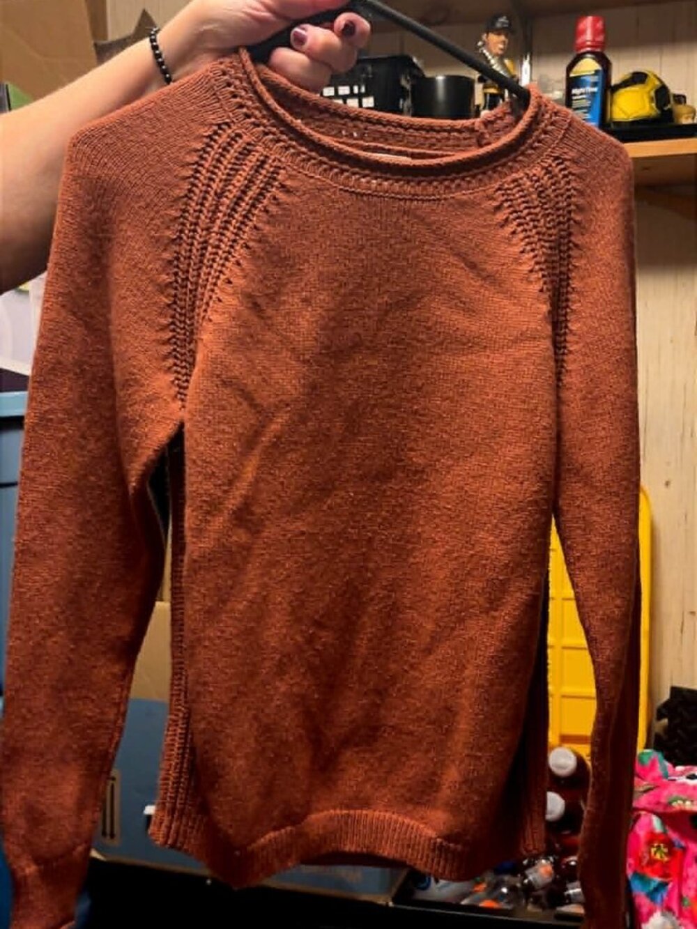 caslon roll top neck sweater 55% merino wool 45% cotton small brown